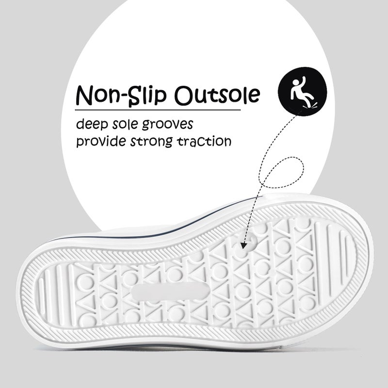 K KomForme KomForme Toddler Kids Boy Girl Toddler Sneakers Cartoon Dual Hook and Loops Baby Sneakers Shoes (White, 10) - Image 5